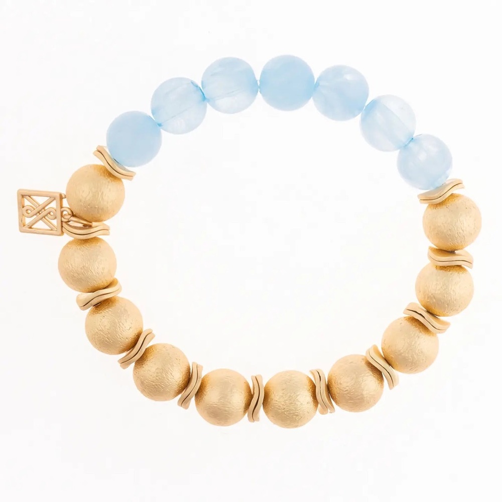 Michelle Mcdowell Eden ‘SKY’ Gold and Blue Beaded Bracelet